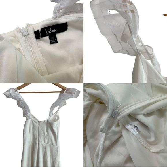 Lulu's Luxe Position White Ruffled Wide-Leg Jumpsuit Size XS NWT - Picture 9 of 17